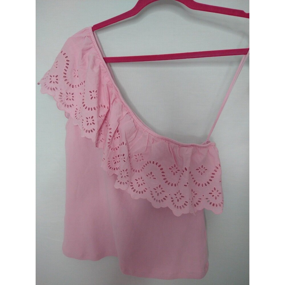 NWT Old Navy Pink Off The Shoulder Top Women Size XL pretty Eyelet Lace Ruffle